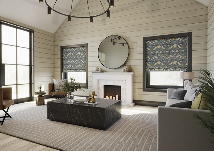 William Morris At Home Strawberry Thief, Woad - Twist&Fit Roman Blind - Image 7